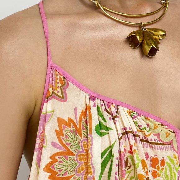 Zara Long Print Dress Spaghetti Straps - Picture 7 of 10